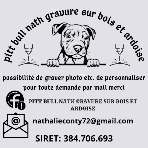 Pitt Bull nath gravure sur bois et ardoise
